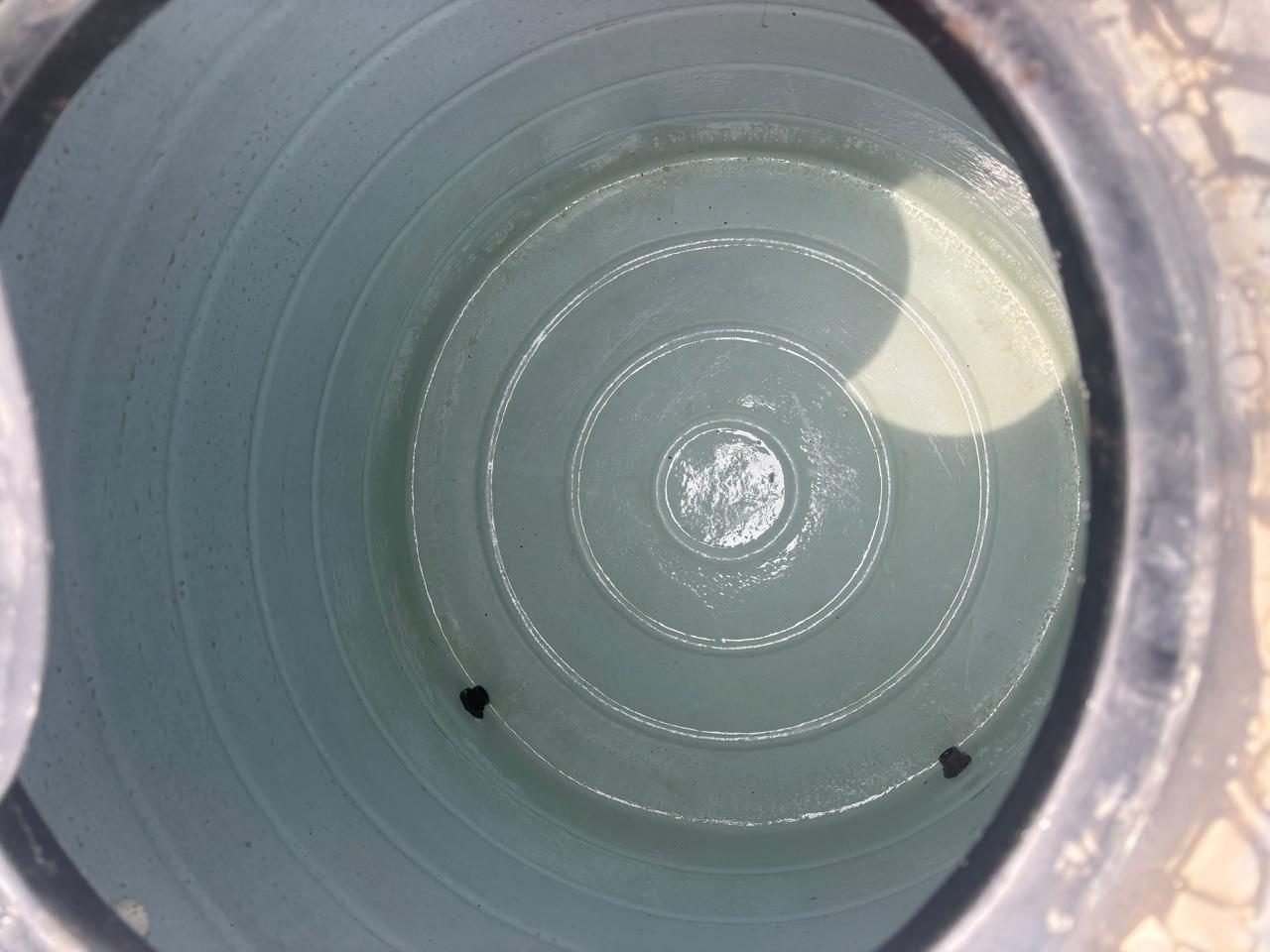 Freshly cleaned underground water tank interior